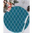 thumbnail image 1 of 13 Inch Round Placemats Set of 6, Teal Blue Stripes Non Slip Heat Insulation PP Table Mats, Simple Geometric Modern Monochrome Washable Place Mats for Kitchen Dining Party Table Decor, 1 of 7