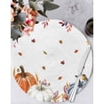 thumbnail image 1 of 13 Inch Round Placemats Set of 6, Thanksgiving Fall Non Slip Heat Insulation PP Table Mats, Blue White Orange Pumpkin Eucalyptus Washable Place Mats for Kitchen Dining Party Table Decor, 1 of 7