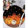 thumbnail image 1 of 13 Inch Round Placemats Set of 6, Thanksgiving Fall Non Slip Heat Insulation PP Table Mats, Farmhouse Orange Green Pumpkin Leaves Washable Place Mats for Kitchen Dining Party Table Decor, 1 of 7