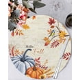 thumbnail image 1 of 13 Inch Round Placemats Set of 6, Thanksgiving Fall Non Slip Heat Insulation PP Table Mats, Orange Blue Pumpkin Maple Leaf Vintage Washable Place Mats for Kitchen Dining Party Table Decor, 1 of 7
