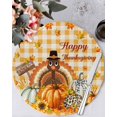 thumbnail image 1 of 13 Inch Round Placemats Set of 6, Thanksgiving Non Slip Heat Insulation PP Table Mats, Fall Orange Pumpkin Turkey Maple Leaf Plaid Washable Place Mats for Kitchen Dining Party Table Decor, 1 of 7