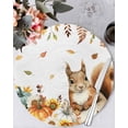 thumbnail image 1 of 13 Inch Round Placemats Set of 6, Thanksgiving Squirrel Non Slip Heat Insulation PP Table Mats, Fall Pumpkins Sunflower Autumn Washable Place Mats for Kitchen Dining Party Table Decor, 1 of 7