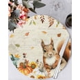 thumbnail image 1 of 13 Inch Round Placemats Set of 6, Thanksgiving Squirrel Non Slip Heat Insulation PP Table Mats, Fall Pumpkins Sunflower Vintage Washable Place Mats for Kitchen Dining Party Table Decor, 1 of 7