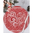 thumbnail image 1 of 13 Inch Round Placemats Set of 6, Valentine's Day Non Slip Heat Insulation PP Table Mats, Red Love Retro Country Abstract Art Washable Place Mats for Kitchen Dining Party Table Decor, 1 of 7