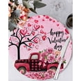 thumbnail image 1 of 13 Inch Round Placemats Set of 6, Valentine's Day Non Slip Heat Insulation PP Table Mats, Romantic Love Tree Branch Truck Roses Ombre Pink Washable Place Mats for Kitchen Dining Party Table Decor, 1 of 7