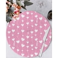 thumbnail image 1 of 13 Inch Round Placemats Set of 6, Valentine's Day Non Slip Heat Insulation PP Table Mats, Sweet Love Heart Lines Romantic Pink Washable Place Mats for Kitchen Dining Party Table Decor, 1 of 7