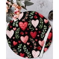 thumbnail image 1 of 13 Inch Round Placemats Set of 6, Valentines Non Slip Heat Insulation PP Table Mats, Pink Red Love Heart Green Botanical Black Washable Place Mats for Kitchen Dining Party Table Decor, 1 of 7