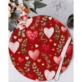 thumbnail image 1 of 13 Inch Round Placemats Set of 6, Valentines Non Slip Heat Insulation PP Table Mats, Pink Red Love Heart Spring Green Botanical Washable Place Mats for Kitchen Dining Party Table Decor, 1 of 7