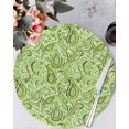thumbnail image 1 of 13 Inch Round Placemats Set of 6, Vintage Green Non Slip Heat Insulation PP Table Mats, Retro Botanical Abstract Art Washable Place Mats for Kitchen Dining Party Table Decor, 1 of 7