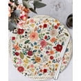 thumbnail image 1 of 13 Inch Round Placemats Set of 6, Watercolor Flowers Non Slip Heat Insulation PP Table Mats, Rustic Spring Floral Botanical Beige Washable Place Mats for Kitchen Dining Party Table Decor, 1 of 7