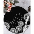 thumbnail image 1 of 13 Inch Round Placemats Set of 6, White Dandelion Non Slip Heat Insulation PP Table Mats, Spring Flowers Botanical Vintage Black Washable Place Mats for Kitchen Dining Party Table Decor, 1 of 7
