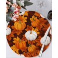 thumbnail image 1 of 13 Inch Round Placemats Set of 6, White Pumpkin Fall Non Slip Heat Insulation PP Table Mats, Thanksgiving Maple Leaves Farmhouse Washable Place Mats for Kitchen Dining Party Table Decor, 1 of 7