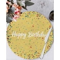 thumbnail image 1 of 13 Inch Round Placemats Set of 6, Yellow Birthday Non Slip Heat Insulation PP Table Mats, Colorful Confetti Ribbons Polka Dots Classroom Washable Place Mats for Kitchen Dining Party Table Decor, 1 of 7