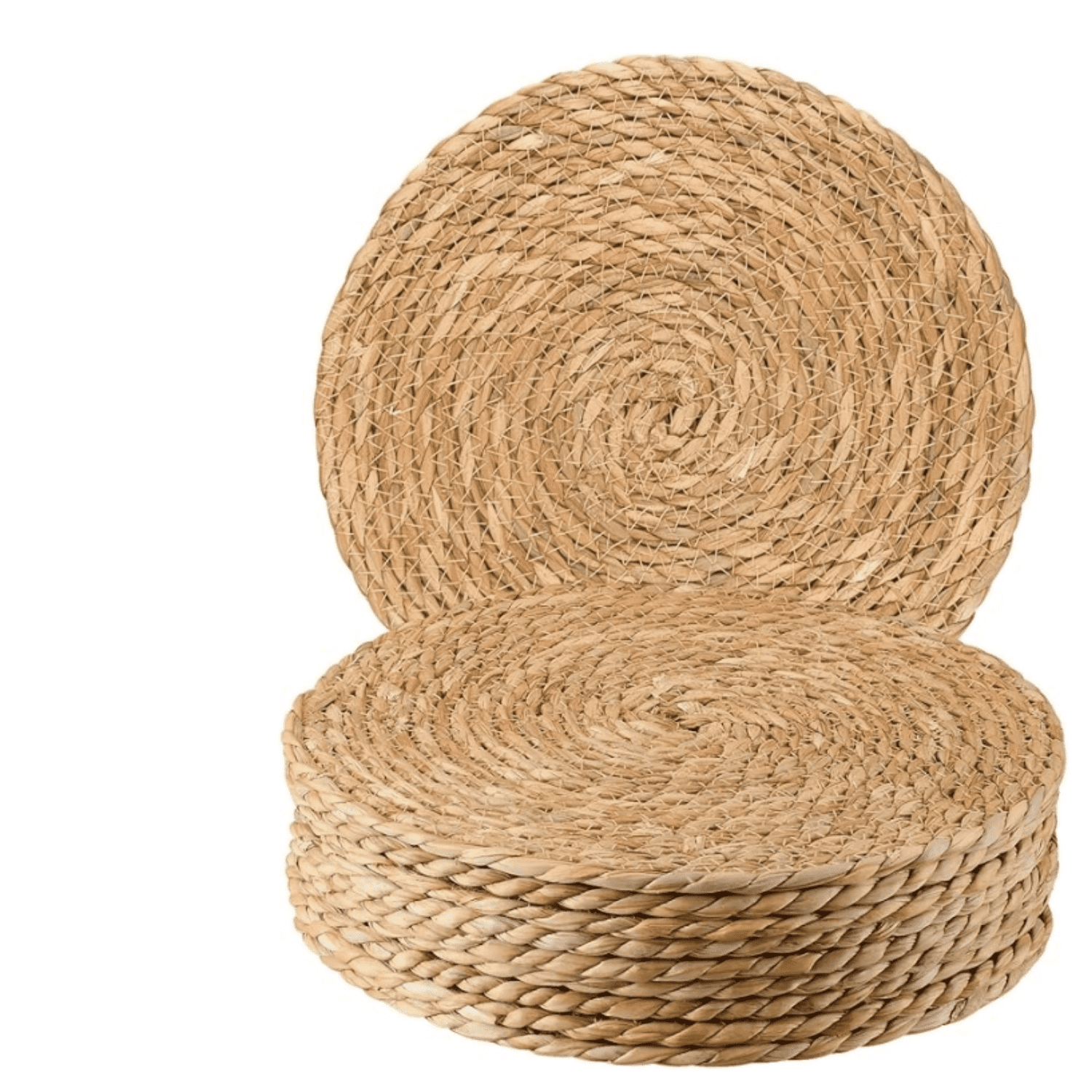 13 Inch Set of 10 - Boho Rattan Placemat Natural Water Hyacinth Placemats, Farmhouse Weave Place Mats, Rustic Braided Wicker Table Mats for Dining Table,Home,Wedding