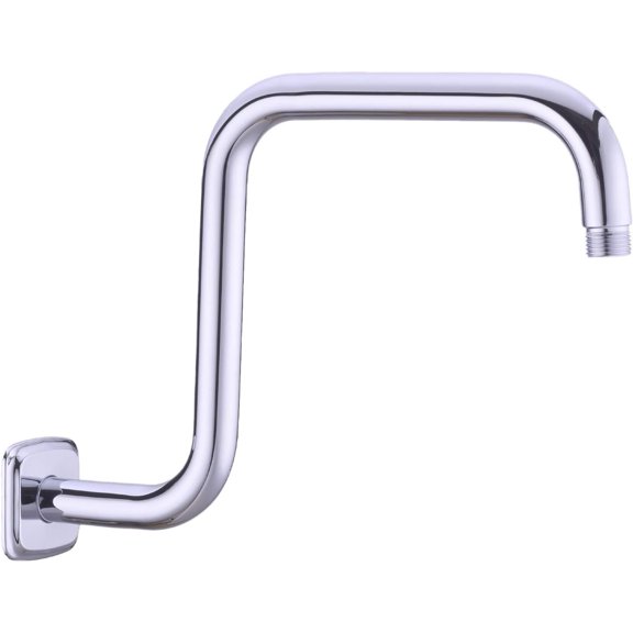 13 Inch Shower Arm with Flange S Shape Shower High Rise Extension Pipe, Stainless Steel, Chrome