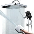thumbnail image 1 of 13-Inch Shower Heads with Multi-Function Handheld Sprayer Combo, 3-Way Metal Extended Diverter with Holder and Metal Adjustable Curved Shower Extension Arm, Extra Long Hose Chrome, 1 of 14
