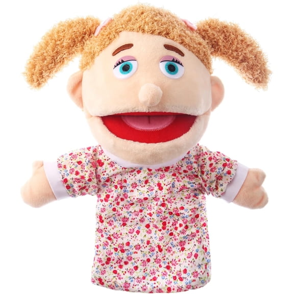 13 Inch Single Sister Family Plush Hand Puppet, Soft Pretend Play Doll, Preschool Story Prop & Imagination Development Kids Toy