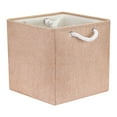thumbnail image 1 of REGALWOVEN 13 Inch Square Fabric Collapsible Storage Basket Bin with Handle for Shelves Clothes Brown, 1 of 7