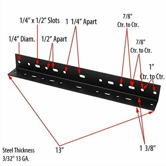 13 Inch Steel Universal Bed Frame Extension Rails, 1.5"x1.5", Set of 2