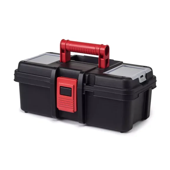 13-Inch Tool Box, Plastic Tool And Hardware Storage, Black
