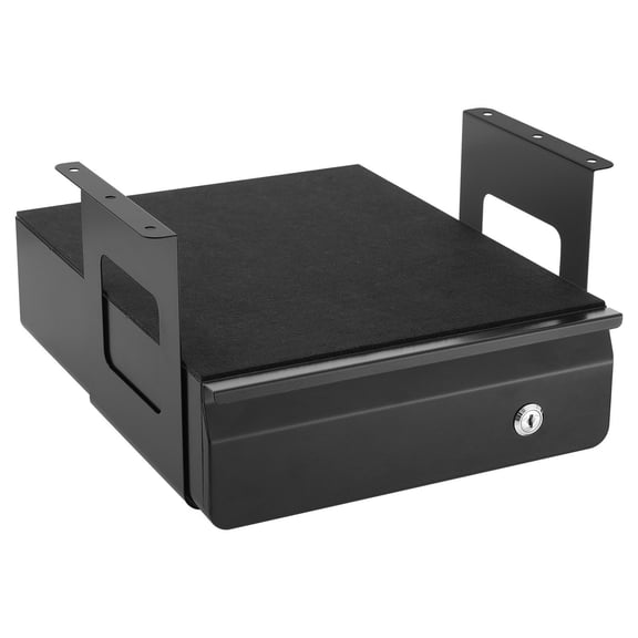 13 Inch Under Desk Drawer Organizer, Lockable Slide Out Drawer, Home Office Storage, Steel Construction, Smooth Sliding, Legroom Design