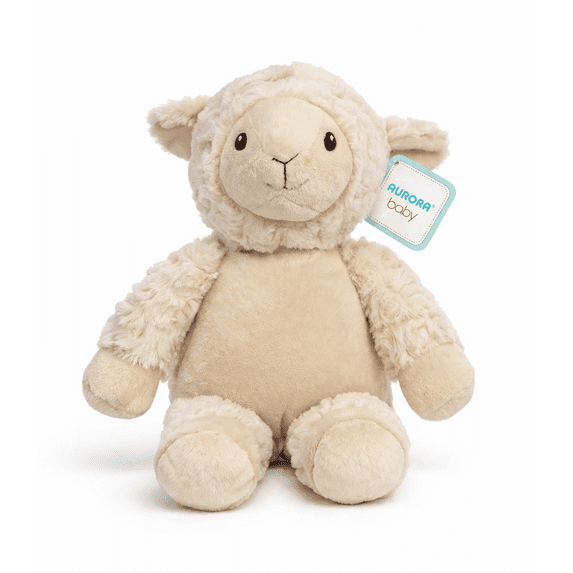 13 Inch White Cream Plush Lamb with Removable Pillow, Embroiderable Stuffed Animal, Storage Plush Toy, Baby Safe Gift