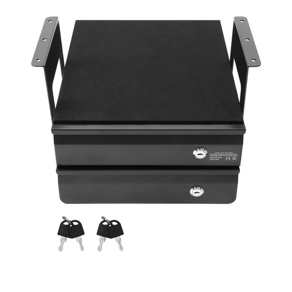 13 Inch Wide Under Desk Drawer Slide Out Under Table Pull Out Drawer Attachment Hidden Desktop 2 Layer Storage Organizer Lockable Undermount Pencil Drawer for Sit Stand Workstation 14x13x10 in