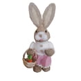 thumbnail image 1 of 13 Inches Easter Decorations Bunny Easter Straw Bunny Figurines Cute Rabbit Holding Carrot Easter Egg Straw Rabbit Decor Statue for Home Farmhouse Office Kitchen Spring Tabletop Decoration, 1 of 2