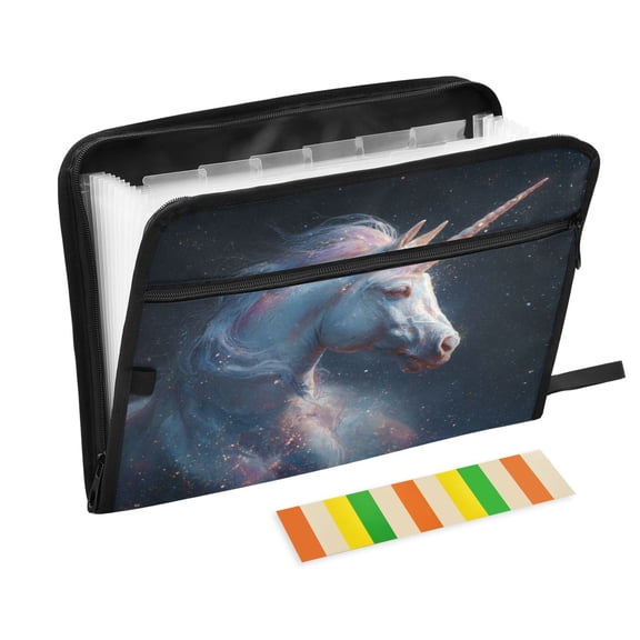 13 Individual Pockets Organ Folder Waterproof A4 Size File Folder Home Work Office Categorized Storage File Manager A Unicorn in Space