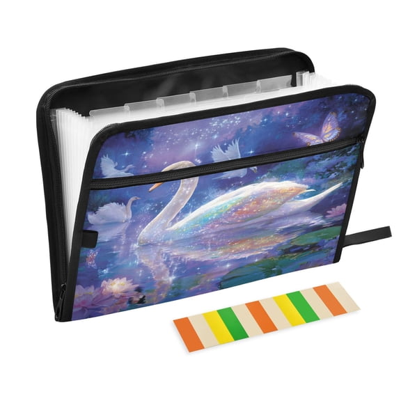 13 Individual Pockets Organ Folder Waterproof A4 Size File Folder Home Work Office Categorized Storage File Manager Colorful Swan