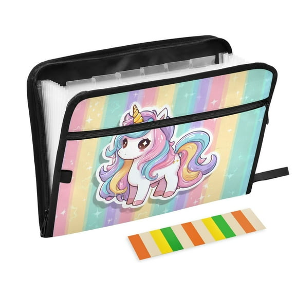 13 Individual Pockets Organ Folder Waterproof A4 Size File Folder Home Work Office Categorized Storage File Manager Cute Cartoon Unicorn