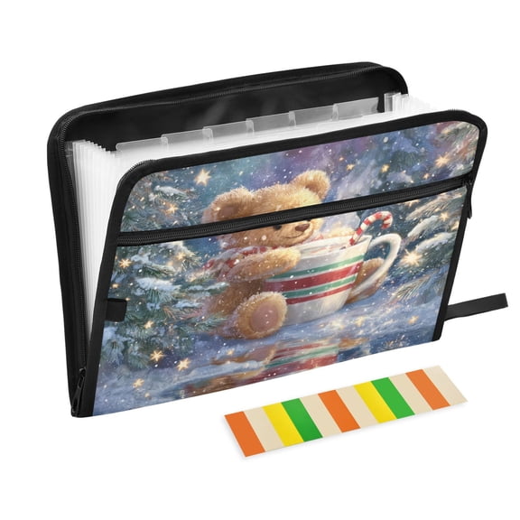 13 Individual Pockets Organ Folder Waterproof A4 Size File Folder Home Work Office Categorized Storage File Manager Giant Cute Bear