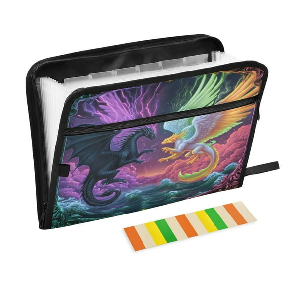 13 Individual Pockets Organ Folder Waterproof A4 Size File Folder Home Work Office Categorized Storage File Manager Magic Dragon Game Card
