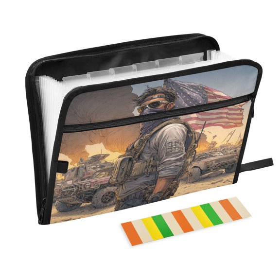 13 Individual Pockets Organ Folder Waterproof A4 Size File Folder Home Work Office Categorized Storage File Manager Mask Guy