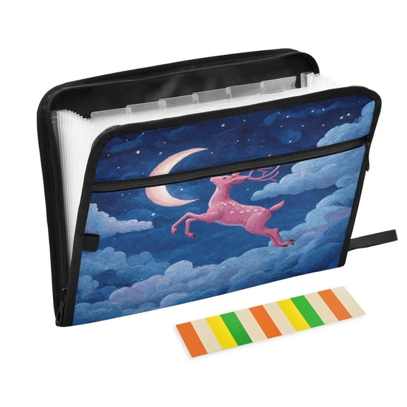 13 Individual Pockets Organ Folder Waterproof A4 Size File Folder Home Work Office Categorized Storage File Manager Pink Deer