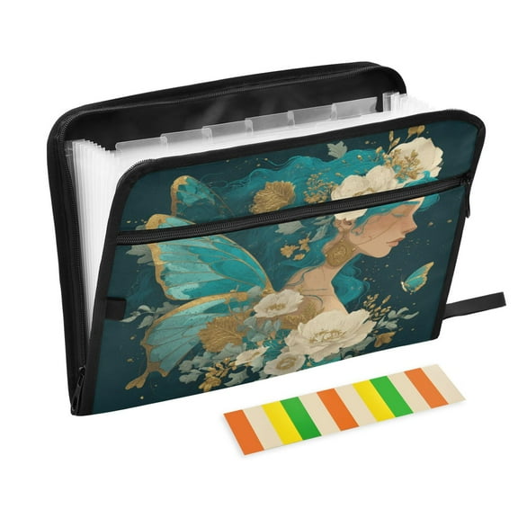 13 Individual Pockets Organ Folder Waterproof A4 Size File Folder Home Work Office Categorized Storage File Manager Princess Butterfly