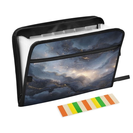 13 Individual Pockets Organ Folder Waterproof A4 Size File Folder Home Work Office Categorized Storage File Manager Quicksand and Stars