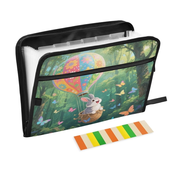 13 Individual Pockets Organ Folder Waterproof A4 Size File Folder Home Work Office Categorized Storage File Manager Rabbit and Butterflies