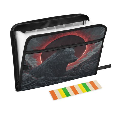 13 Individual Pockets Organ Folder Waterproof A4 Size File Folder Home Work Office Categorized Storage File Manager Red Sun Lone Wolf