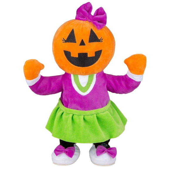 Ashland Jack-O'-Lantern Girl Animated Plush Orange, Purple, Green 13"