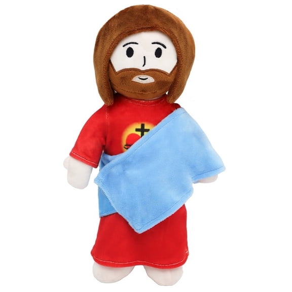 13" Jesus Plush Toy Stuffed Animal Heart of Jesus Plushie Savior Doll for Church Sunday School Religious Easter Gift for Children Kids (Red)