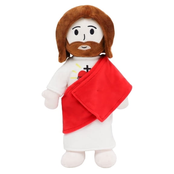 13" Jesus Plush Toy Stuffed Animal Heart of Jesus Plushie Savior Doll for Church Sunday School Religious Easter Gift for Children Kids (WHITE)