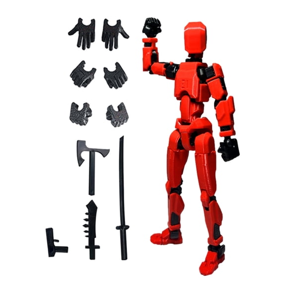 13-Joint Articulated Action Figure, Movable 3D Printed Model for Assembly & Display