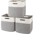 thumbnail image 1 of 13 Kallax Inch Cube Storage Bins, 3-Pack Cotton Rope Woven Baskets for Organizing, Kallax Insert Storage Baskets for Shelves, Baby Nursery, Closet Organizer, 13*13*12.6IN, Grey & White, 1 of 14