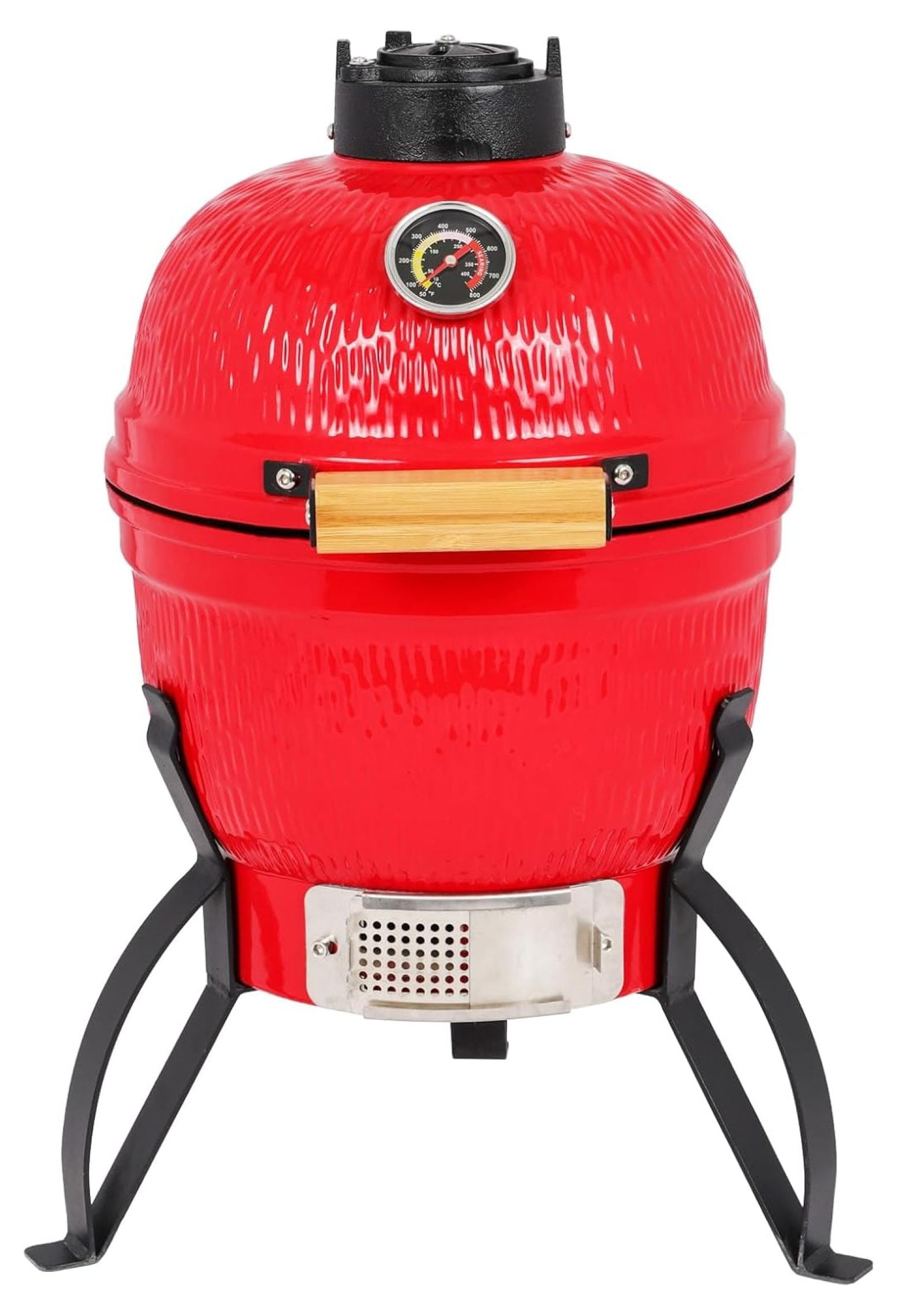 13" Kamado Grill with Builtin Thermometer, Egg Grill with Cast Iron