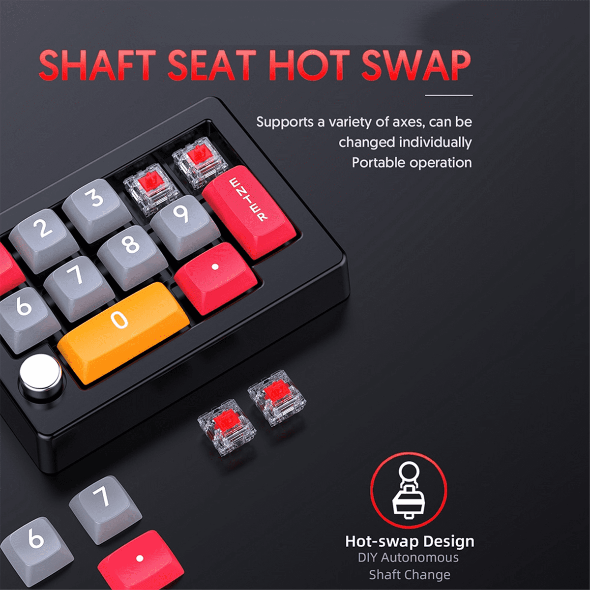 13 Key Macro Programmable Keyboard Fully Hot Swappable Mechanical Switch 7 Color RGB Light Gaming Keyboard-Black,1 x Keyboard,Black