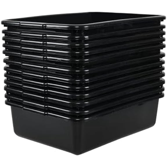 13 L 12-Pack Plastic Bus Boxes, Restaurant Bus Tub, Commercial Food Grade Meat Tubs, Black$$Storage