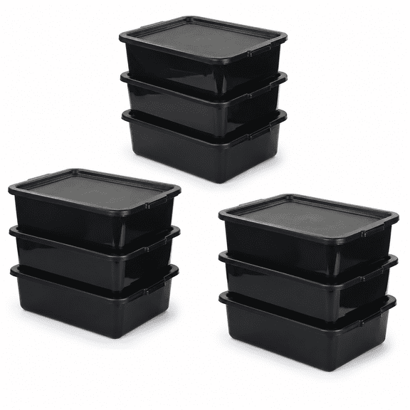 13 L Food Service Bus Tub with Lid, 3 Pack Commercial Tote Box