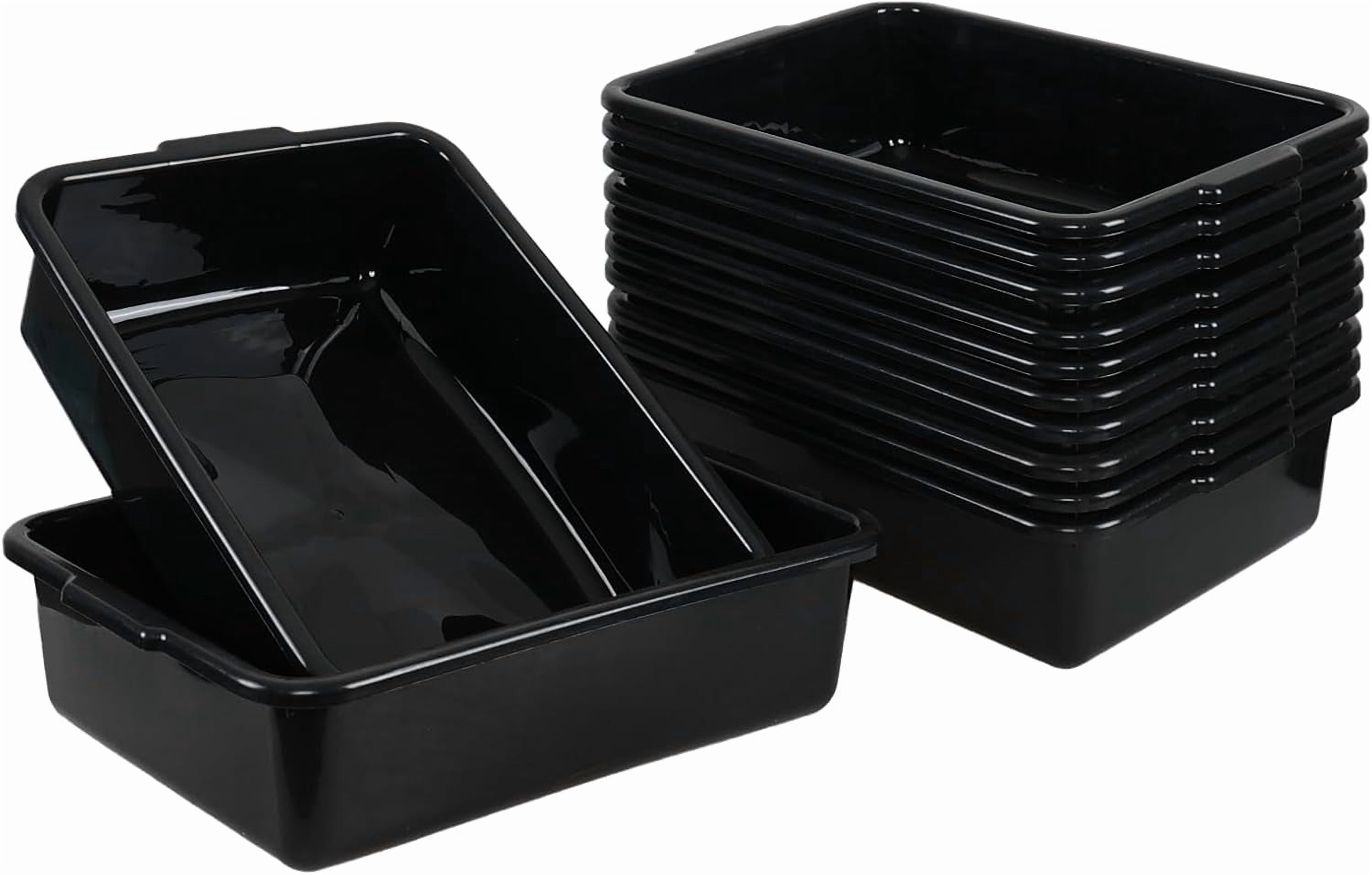 Knifefish 12 Packs Bus Utility Box, 13 L Plastic Restaurant Bus Tubs Tote, Black - View #8
