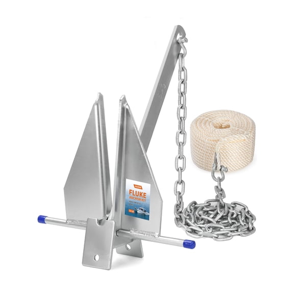 13 LB Fluke Anchor Kit with 100 FT Nylon Rope, Chain and Shackles, Danforth Anchor for Pontoon, Dinghies, Fishing and Bass Boats 20-32 FT